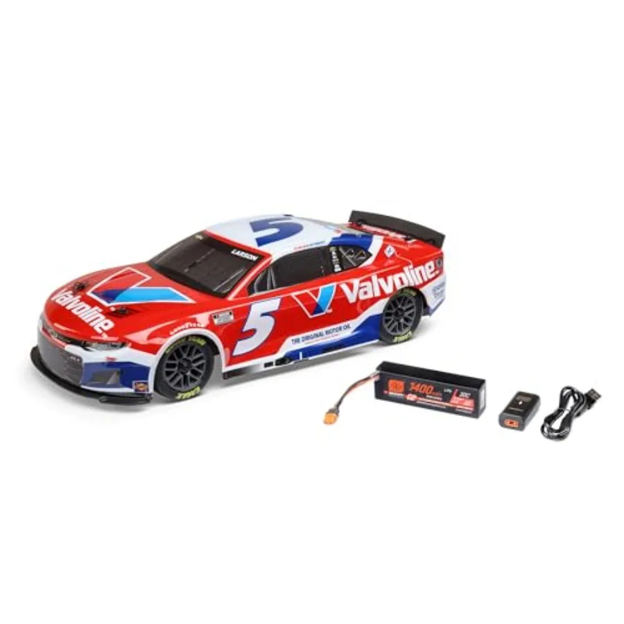 

1/12 NASCAR RC Race Car Kyle Larson No. 5 2025 Valvoline Chevrolet ZL1 2S AWD RTR Brushed On-Road Battery Charger Included Red