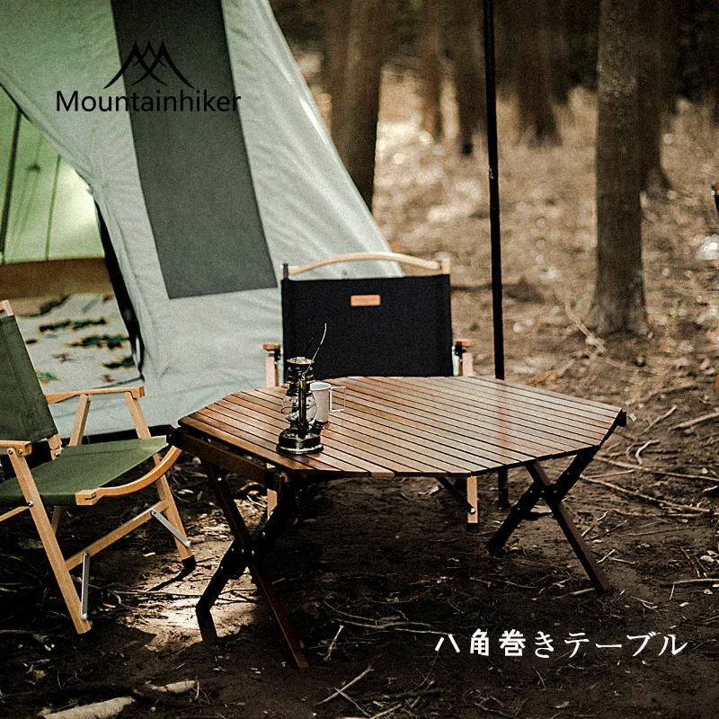 

Mountainhiker Outdoor Camping Egg Roll Table Beech Star Anise Egg Roll Table Outdoor Barbecue Stall Portable Folding Table