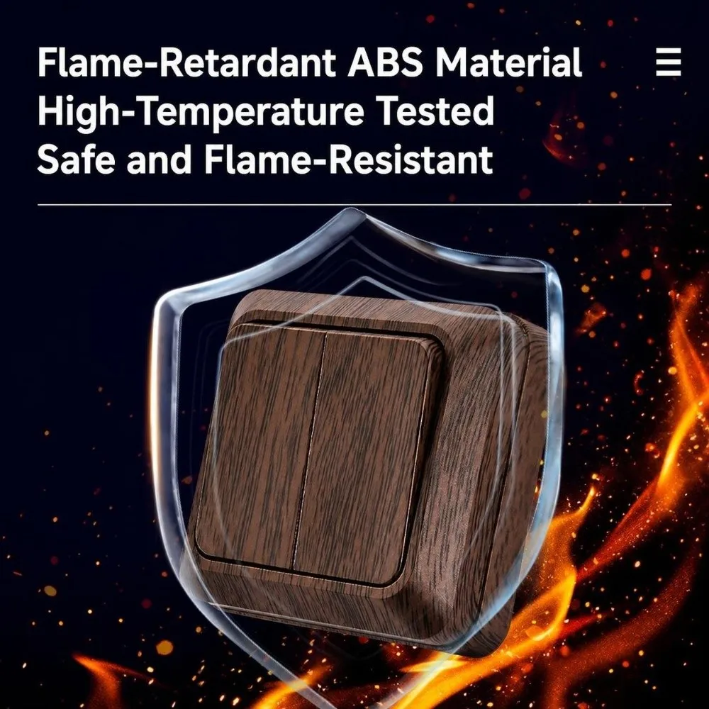 Modern Plastic Wall Switch EU Standard Square EU Socket Wood Grain Rocker Light Switch Home Use
