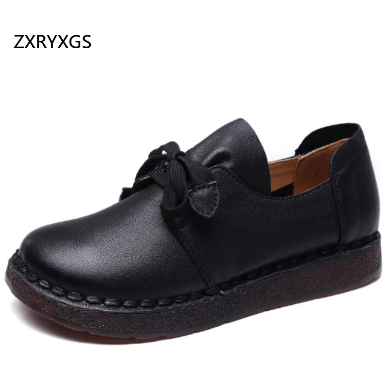 

ZXRYXGS Женская дорожная обувь из натуральной кожи премиум-класса на плоской подошве, новинка 2025, осенние удобные повседневные кроссовки на мягкой подошве, трендовая обувь на плоской подошве