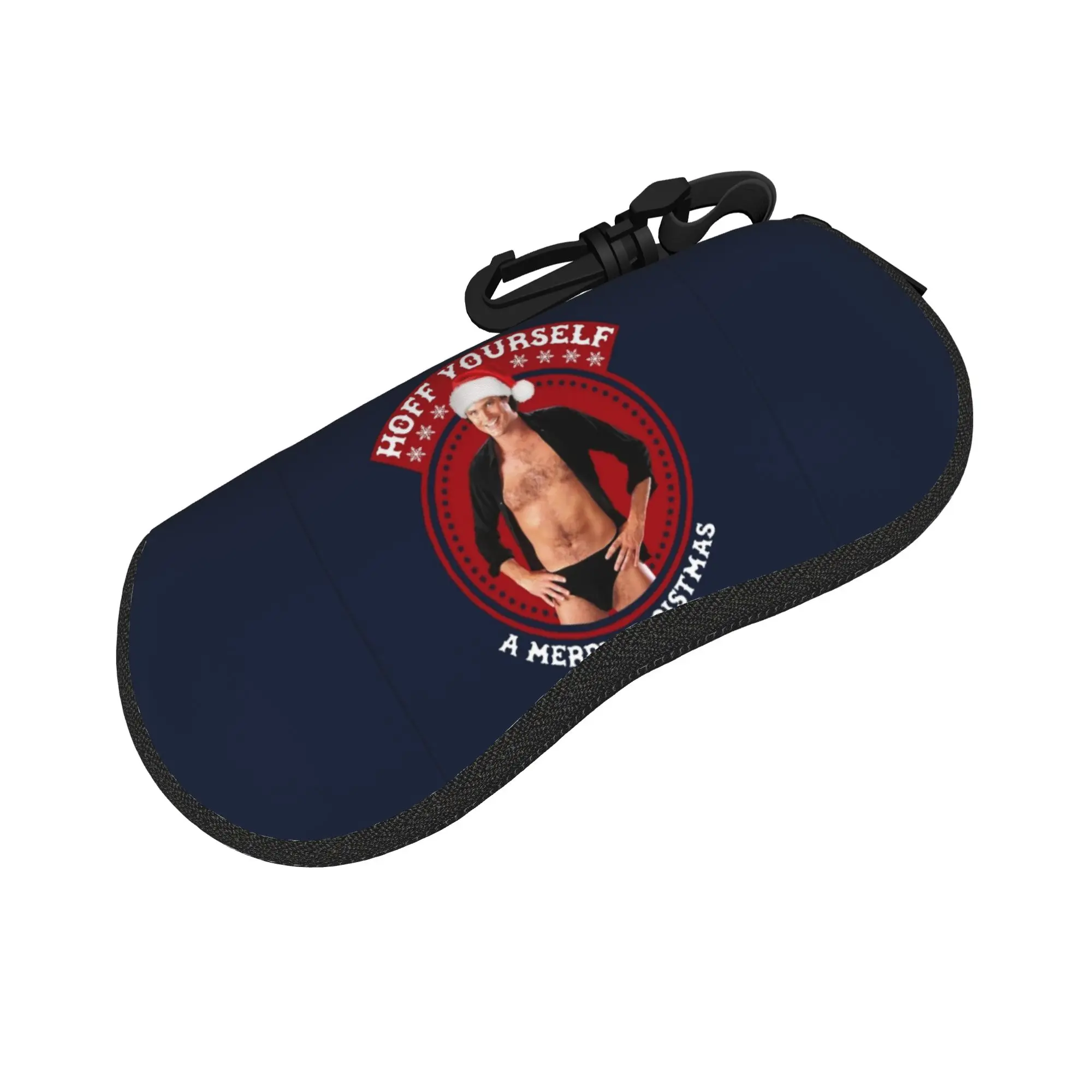 David Hasselhoff Merry christmas  Glasses Case Cover  Sunglasses Case Daily Retro Eyewear Box Zipper Unisex Glasses Box