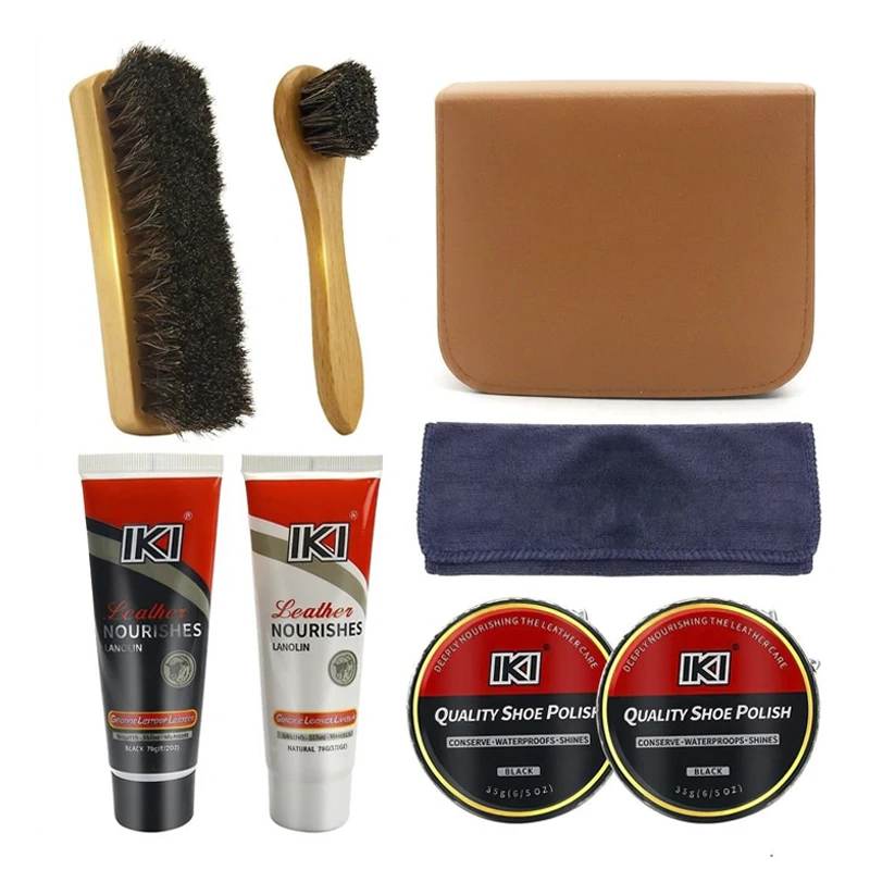 premium-leather-shoe-care-kit-includes-colorless-black-lanolin-black-solid-shoe-wax-2-horsehair-brushes-flannel-cloth
