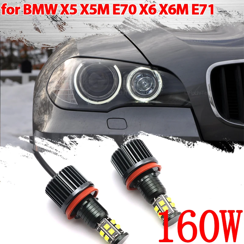 160W White Error Free LED Angel Eyes Marker Lights Bulbs white for BMW X5 X5M E70 X6 X6M E71 2007-2011