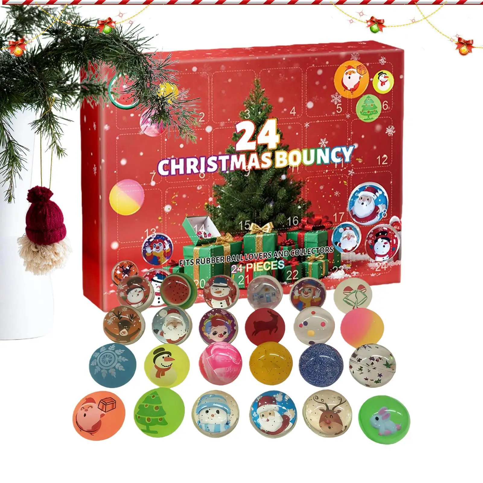 Calendario de Adviento de Navidad 2025 24 días Pelotas hinchables Juguetes Caja de cuenta regresiva de vacaciones para niños Regalo de Navidad para aliviar el estrés para niños y niñas