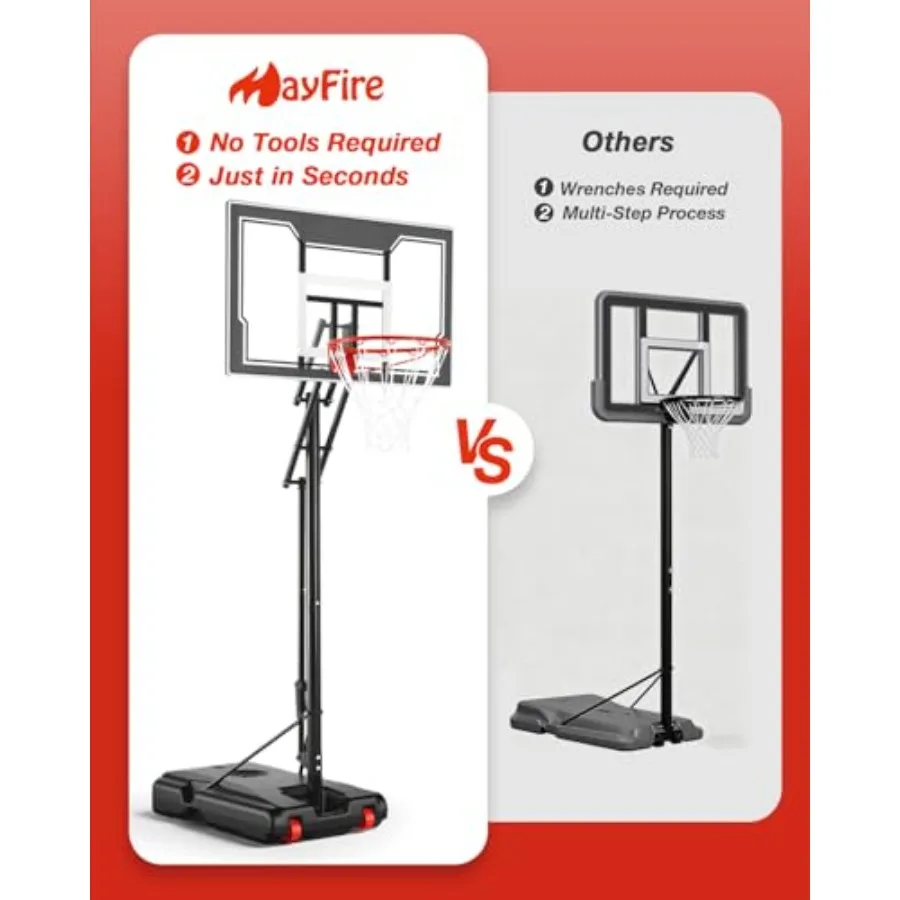 Höhenverstellbares Basketballkorbsystem für Jugendliche und Jugendliche. Tragbares Outdoor-Basketballtor mit 33, bruchsicherer Rückwand-ID