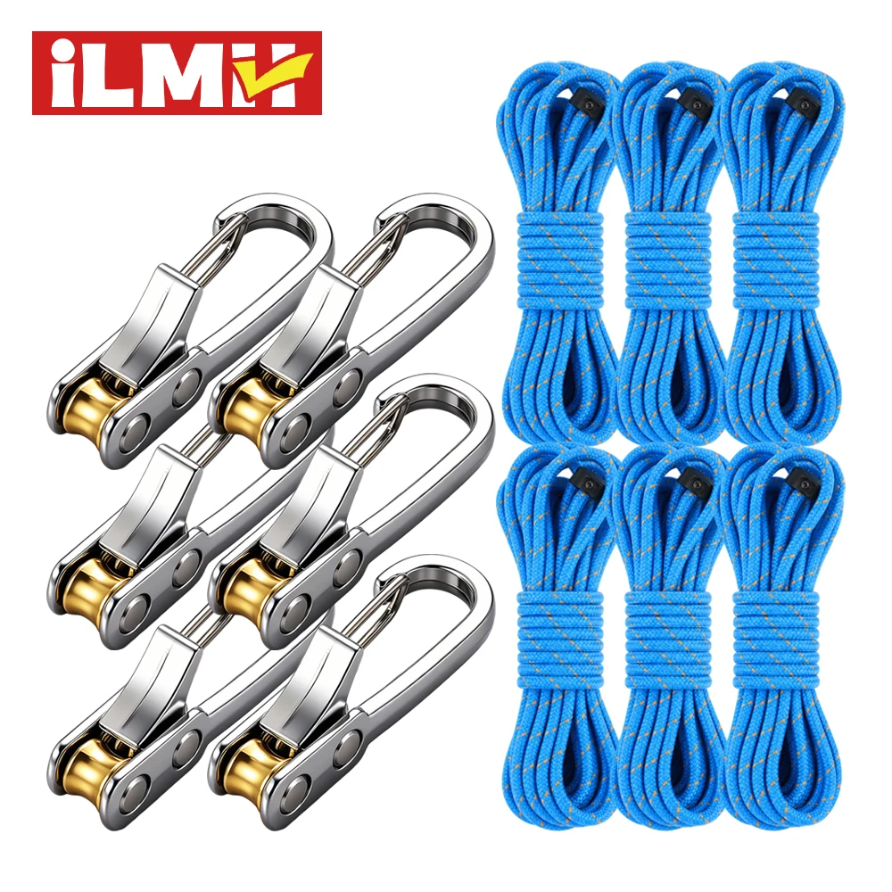 iLMH Rope Tightening Tool, Heavy Duty Rope Tensioner with Roller, Camping Guyline Adjuster for Tent Tarp Hammock, Outdoor Gear