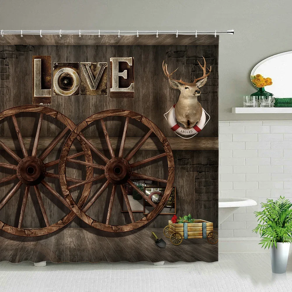 3D Nordic Italy Street Alley Shower Curtains Set Garden Flower Scenery Wall Hanging Bathroom Decoration Screen Fabric With Hooks image 3