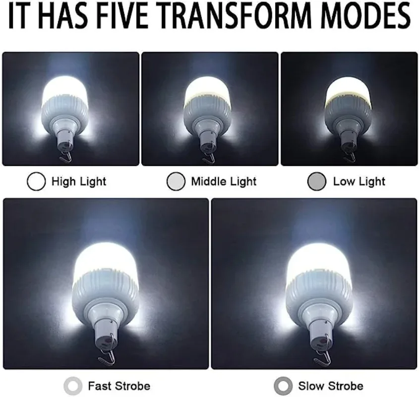 USB Rechargeable LED Emergency Light Portable Lantern for Power Outage Outdoor Light Bulb Hiking BBQ Camping Light Flashlight ﻿