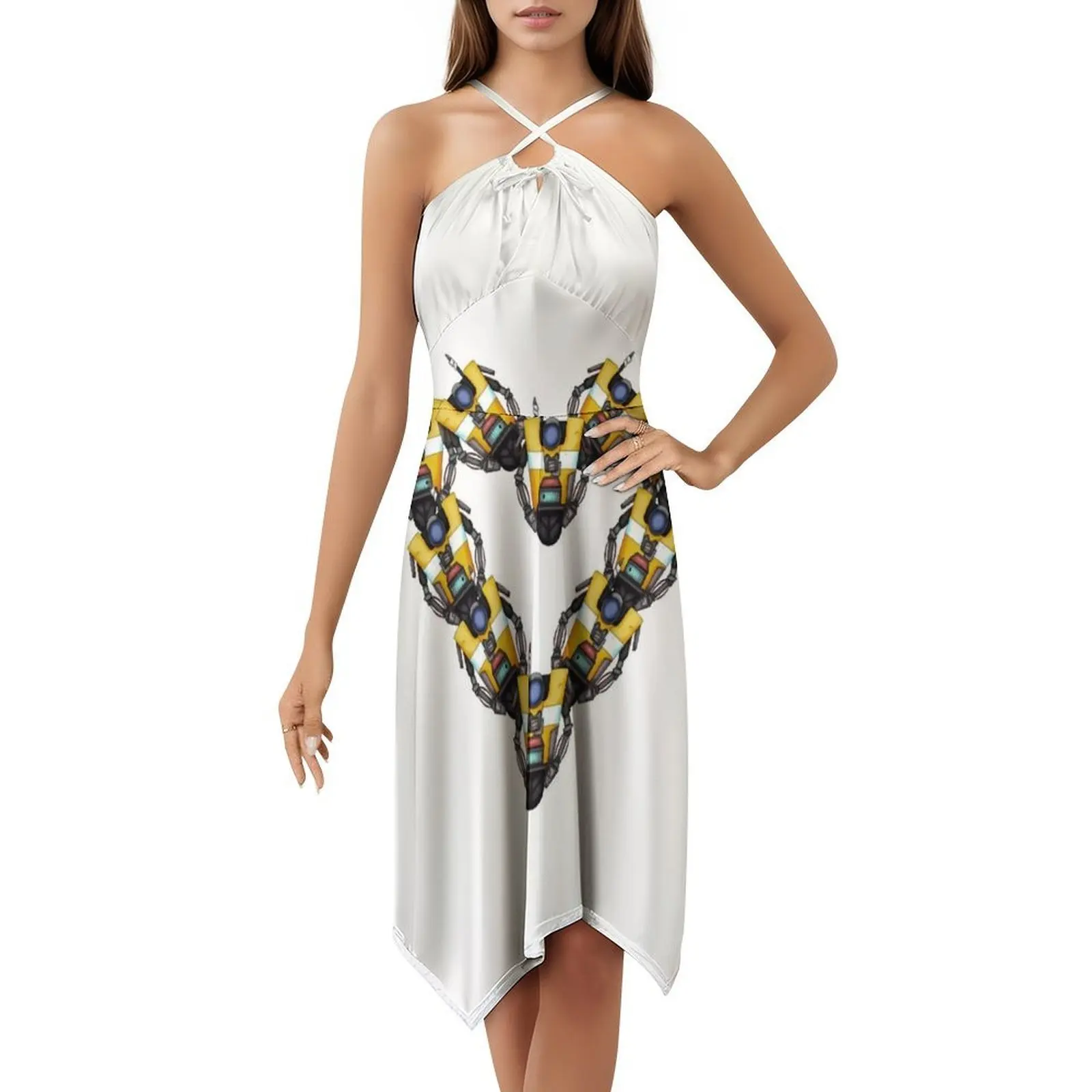 فستان العطلة المثير على شكل قلب من Claptrap للنساء فستان قصير لحفلات أعياد الميلاد على الشاطئ 2 3 Claptrap Cl4P Tp Claptrap ملابس نسائية