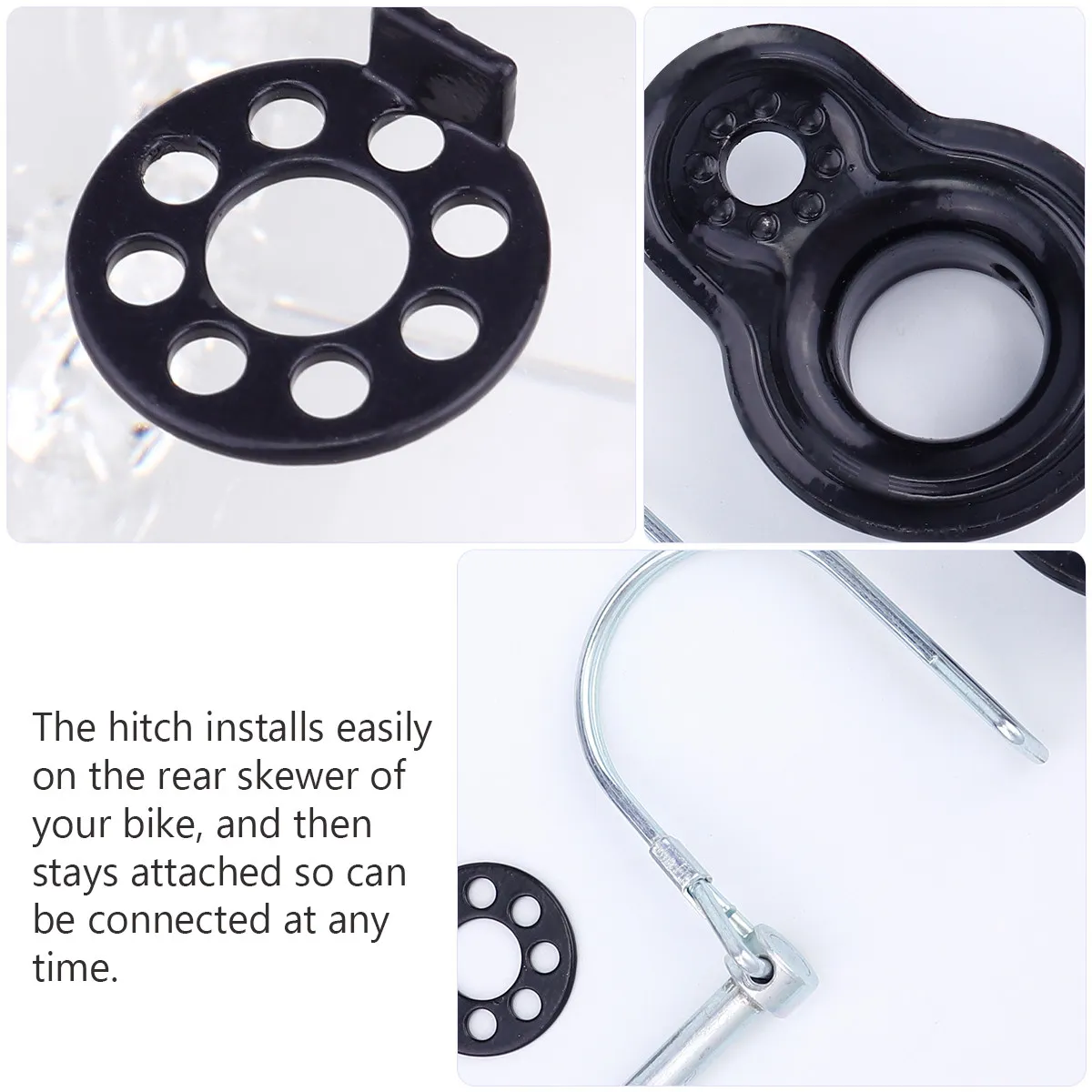 

1Set High-Quality Stainless Steel Bike Trailer Hitch Coupler Easy Install Stay-Attached Rear Skewer Connector for Cycling