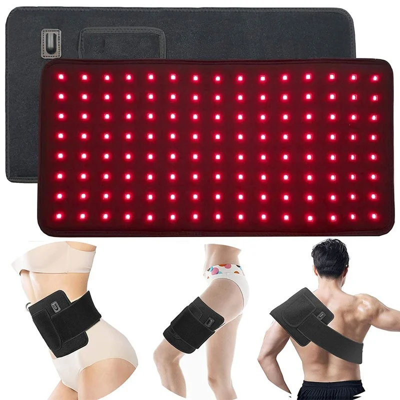 Ceinture de luminothérapie rouge à 120 LED, 660 nm 850 nm, coussin de luminothérapie infrarouge pour le dos, les genoux, les mains, les pieds, soulagement de la fatigue corporelle profonde