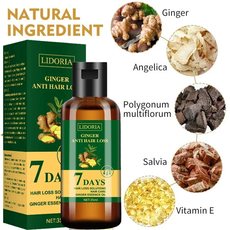 Ginger Hair Growth olio essenziale Anti-perdita siero per la ricrescita dei capelli crescita rapida prevenire il trattamento della calvizie Alopecia prodotto per la cura dei capelli