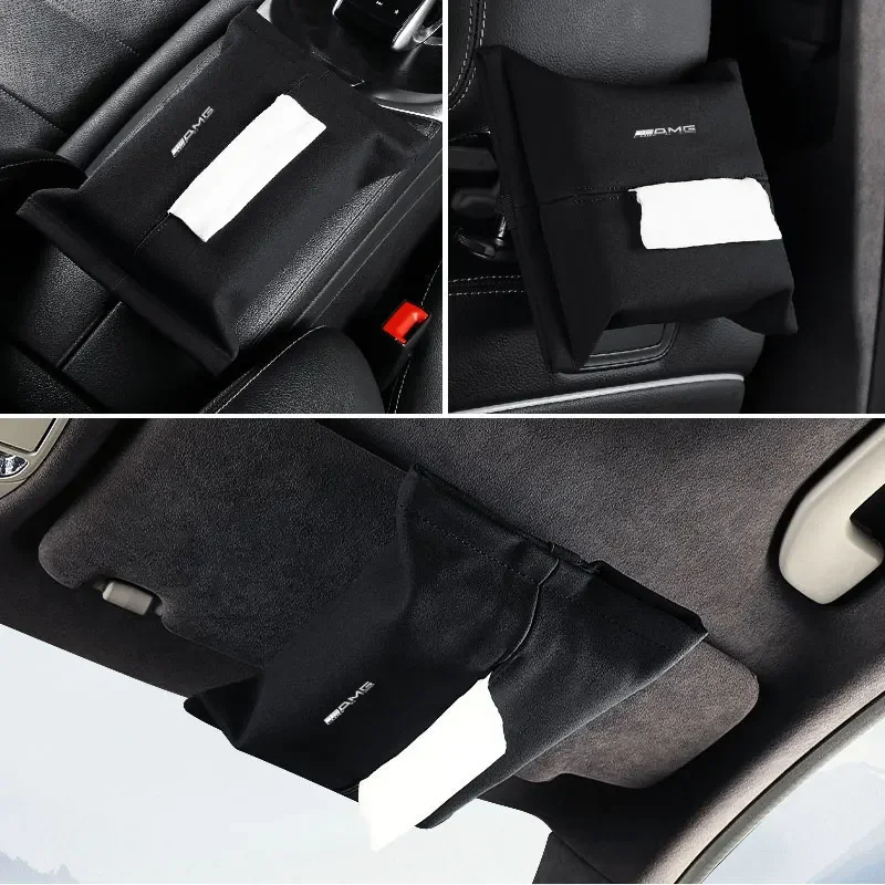 Scatola di fazzoletti per auto in pelle Visiera parasole Sedile posteriore Borsa appesa Accessori per Mercedes Benz Classe B/C/E/S AMG C200L GLC GLE CLA W211