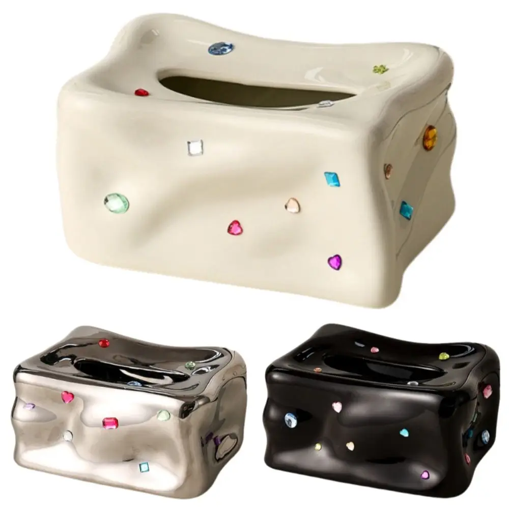 

Creative Ceramic Tissue Box INS Multi-functional Gem Napkin Paper Box Smooth Extraction Home Decoration Paper Towel Holder
