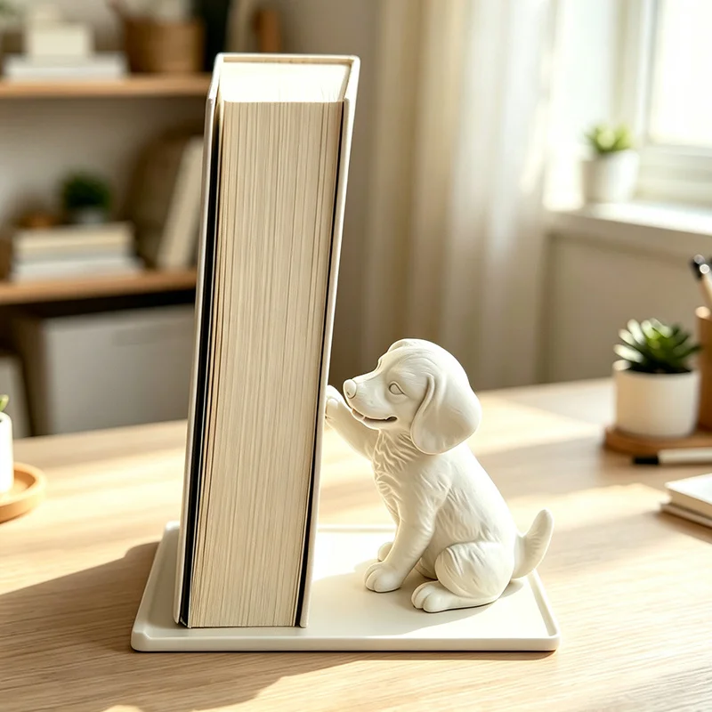 The 3D-printed Big Dog Puppy Shaped Mobile Phone Book Stand Is Suitable Creating A Cozy and Adorable Style of Desktop Decoration