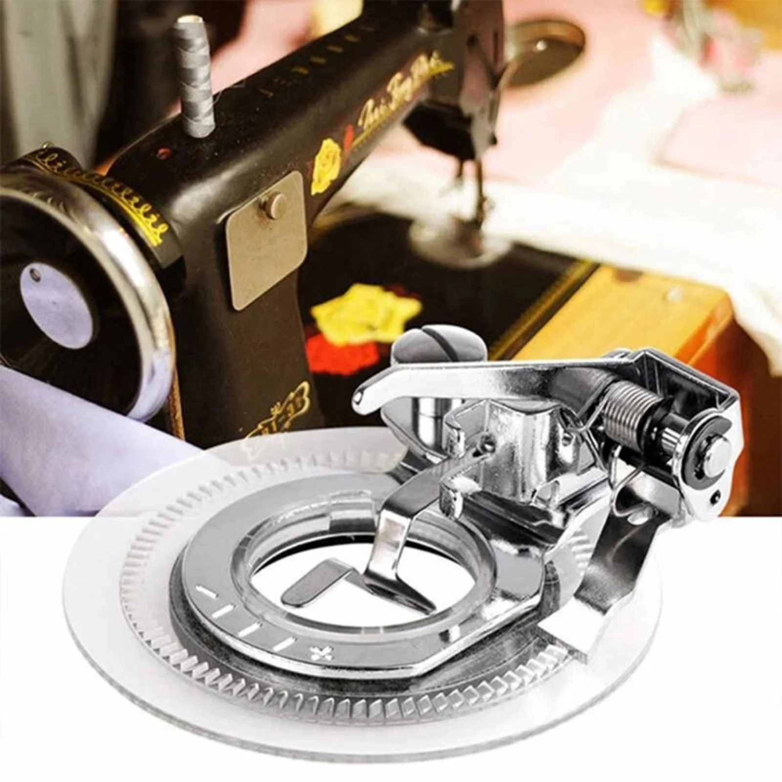 Disc Presser Foot Disc Sewing Machine Foot Decorative Embroidery Stitch Round Foot Circles Ruffler Household Presser Foot for