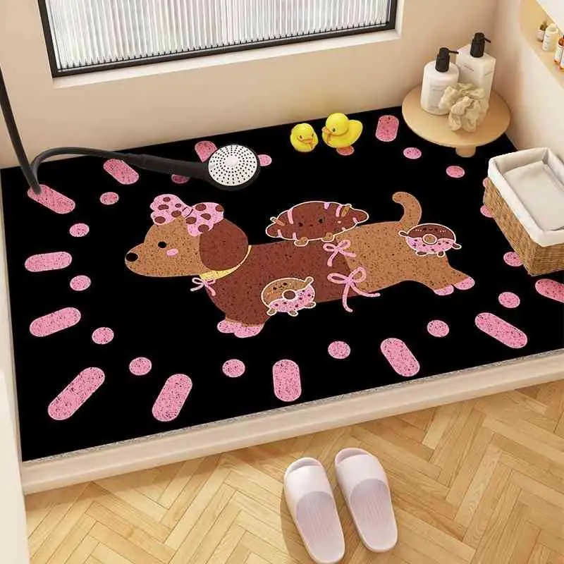 

Коврик для ванной комнаты с полным водоотводом, коврик для душевой кабины, водонепроницаемый коврик с шелковым кольцевым перфорированием для слива, коврик для туалета и ванной комнаты