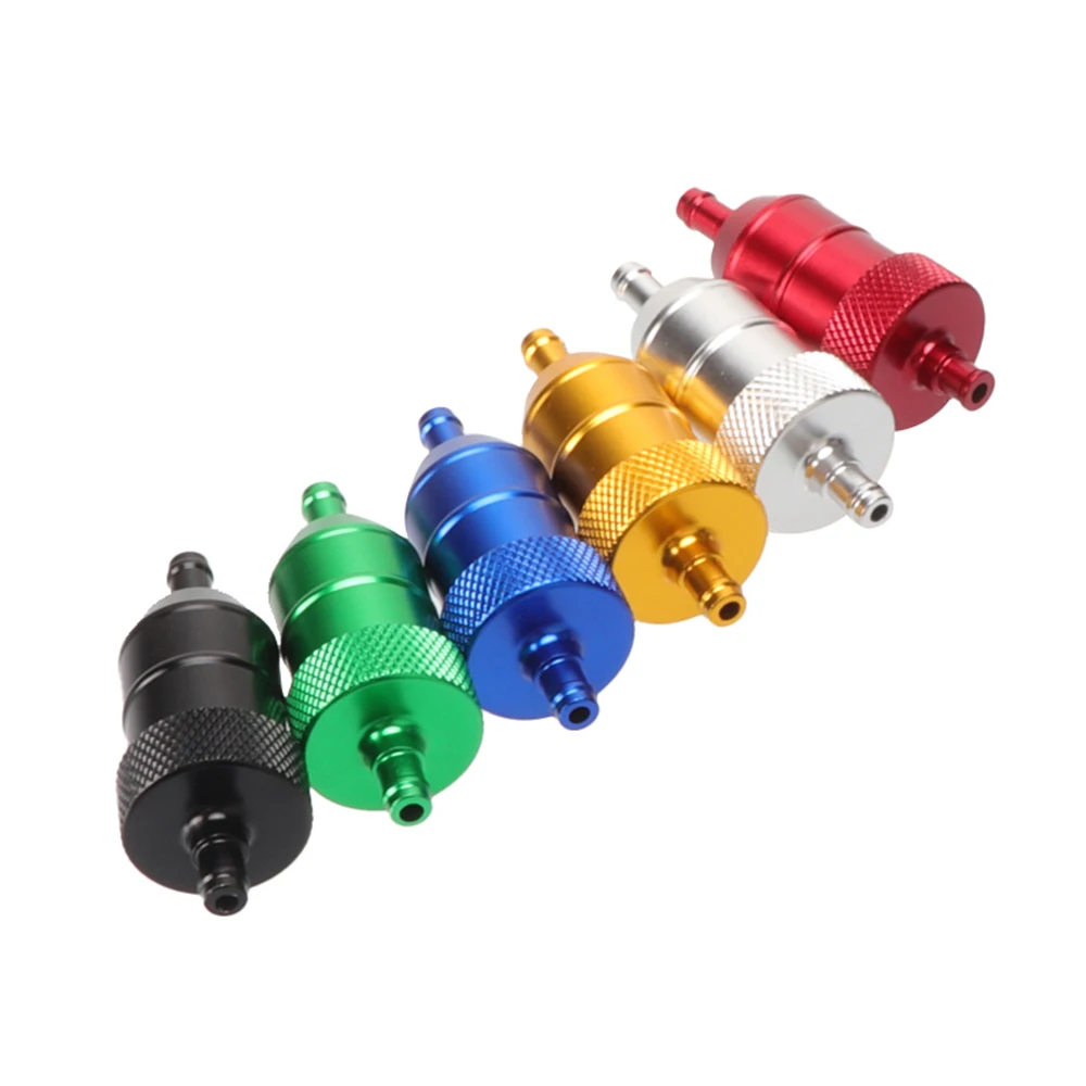 Motorcycle CNC Aluminum Alloy 8mm Petrol Filter Mini Gas Oil Filter for ATV Dirt Pit Bike Quad Pocket Bike Buggy Universal