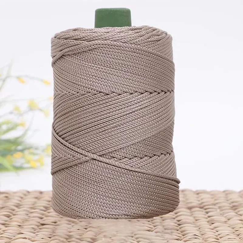 3mm Colored Twisted Woven Rope, Hollow Thread Craft Polyester Macrame Rope,Black Yarn for Crocheting, Crochet Thread for Knitter