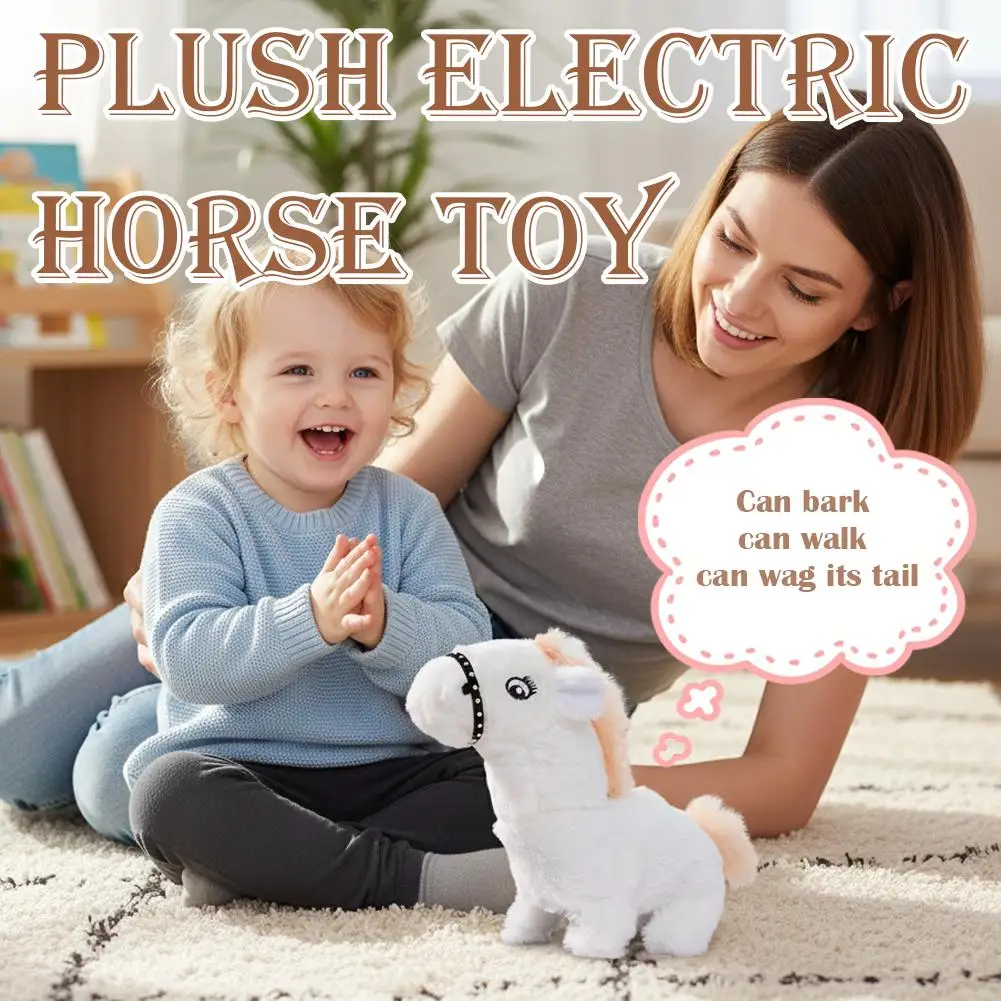 1Interactief Pluche Elektrisch Paard Speelgoed Realistisch Lopen Pony Schattig Elektronisch Huisdier Voor Kinderen Jongens Meisjes Zonder Batterij U1U4