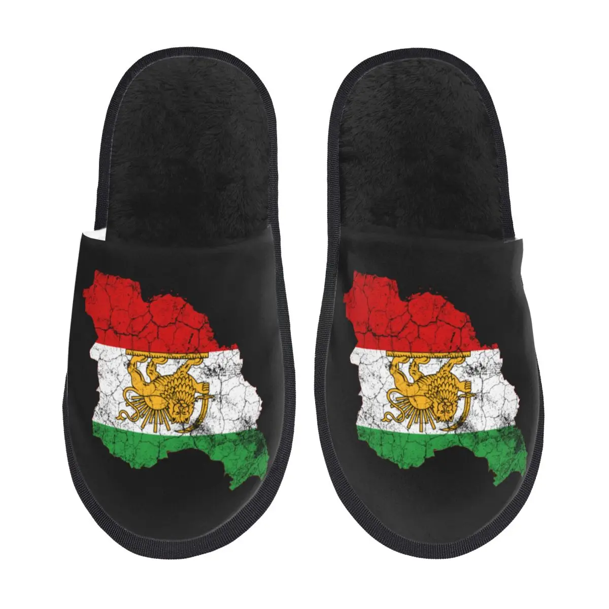 Custom Iran Flag Map With Lion And Sun Emblem Soft Memory Foam House Slippers Women Vintage Cozy Warm Anti-skid Sole Slipper