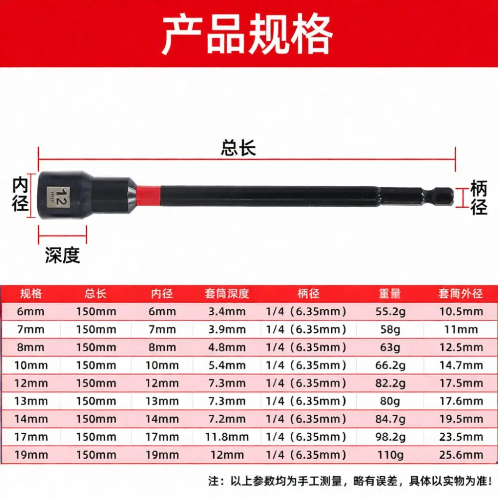 Magnetic Hex Socket Adapter For Power Drill Driver Extended Nut Setter Bit Tool Replacement Metal Hardened Fastener