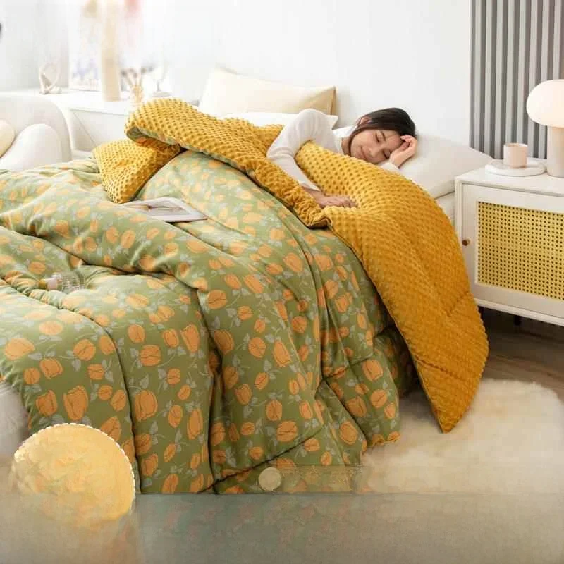 

Thickened Winter Duvet Class a Bean Fluffy Warm Student Dormitory Cotton Double Layered Fiber Fabric Winter Duvet