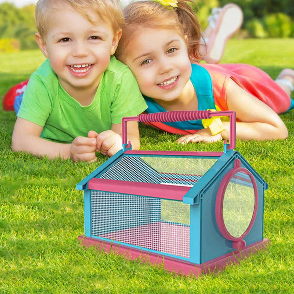 Portable Handle Breathable Butterfly Cage Folding Insect Observer Critter Box Magnifier Silkworm DIY Outdoor Insect Observation