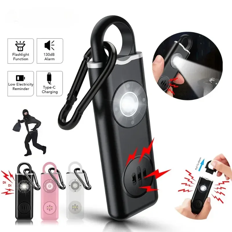 

Siren Self Defense Personal Alarm for Women, Children, Elderly 130dB Loud Rechargeable Keychain Alarm with LED Strobe Light