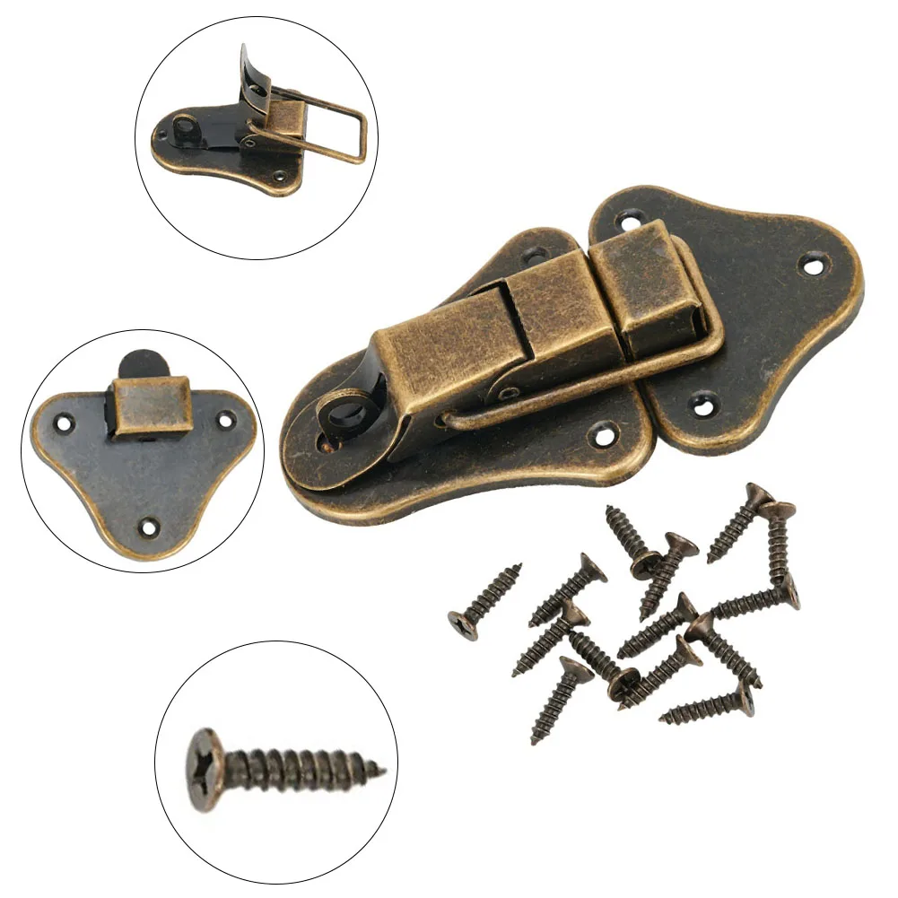 1 * صندوق قفل مزلاج 95*52 مللي متر العتيقة نمط البرونزية مجوهرات أداة صندوق خزانة قفل للدرج مزلاج تبديل مسامير العملي #1