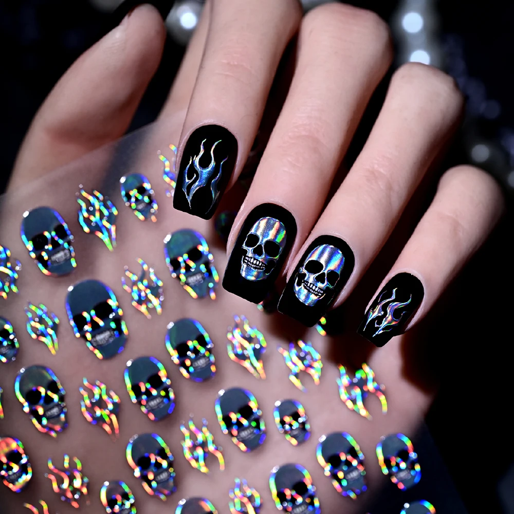 สติ๊กเกอร์ติดเล็บลายหัวกะโหลกเ - Nail Art Gothic บทวิจารณ์และราคา