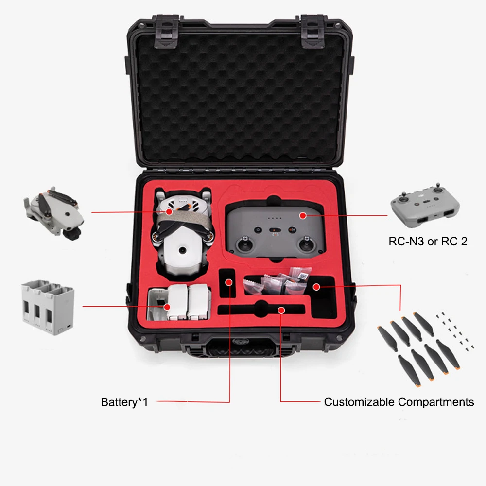 for DJI Lito1/X1 Hard Carrying Case Waterproof Shockproof ABS Shell Fit RC N3 or RC 2 Controller Portable Handles for Travel