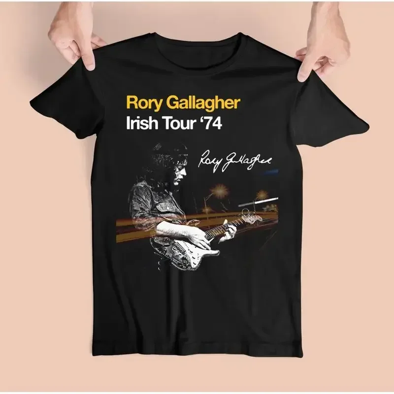 Rory Gallagher Yellow Text Blue Autograph T-Shirt