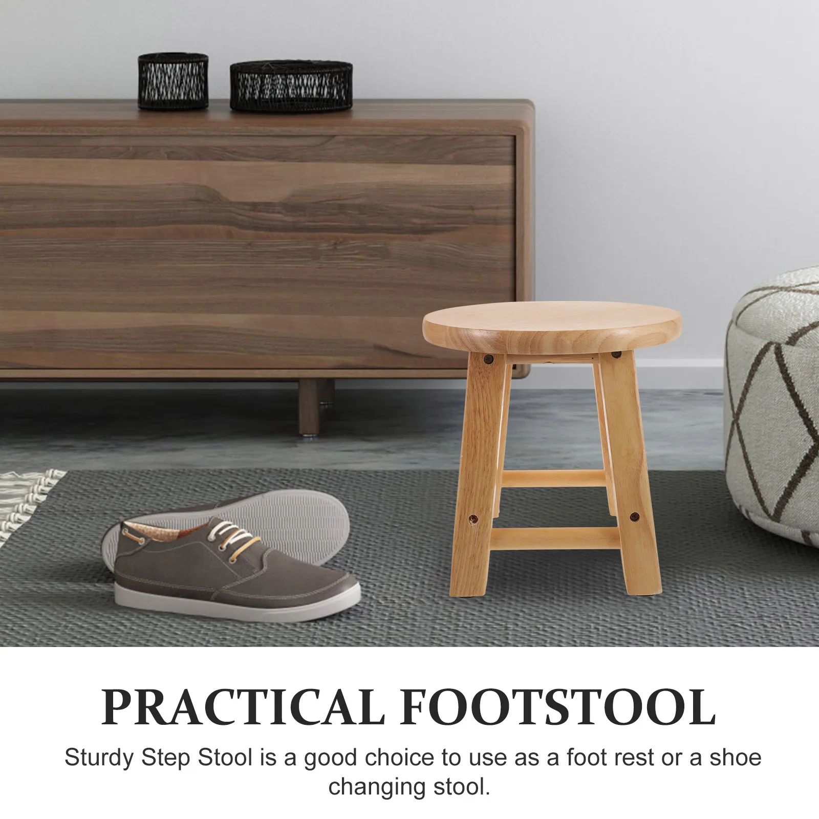 

Solid Wood 25x25cm Round for Home Bedroom Wood Stool For Bathroom Kids Toddler Kitchen Plant Table Indoor Step Stool Durable
