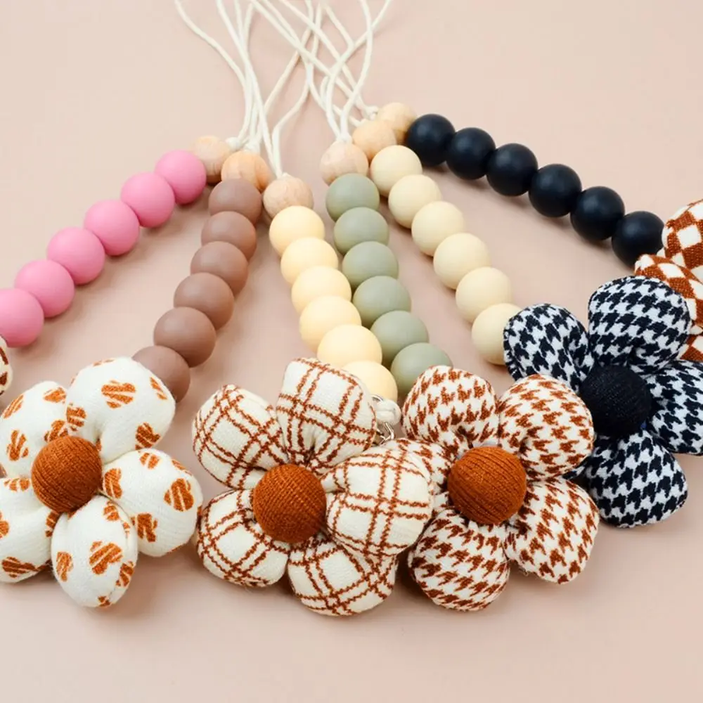 

Cartoon Flower Baby Pacifier Chain Wood Silicone Bead Soother Holder Dummy Clips Removable Nipple Holder Clips Teething Toys