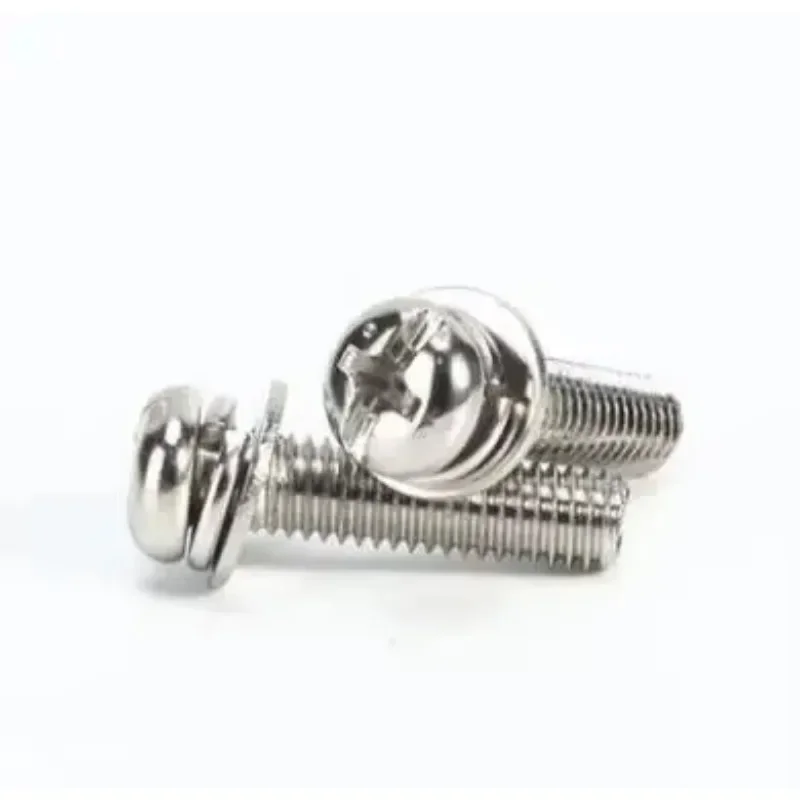 

kagnngFh 30pcs M2 stainless steel Phil-Slot screw Round head nickel plated three combination screws furniture bolts 5mm-8mm leng
