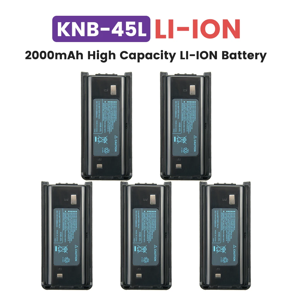 

5PCS 2000mAh Li-Ion Battery KNB-45L for Kenwood NX-1200 NX-340 TK-2200 TK-2207 TK-3207 TK-2312 TK-3202 TK-3312 Radio KNB-45Li