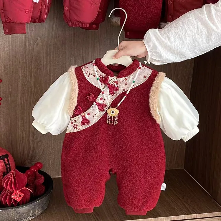 

Китайская одежда Sle Thiened Cotton Rer для маленьких девочек на день рождения, годовая церемония, одежда с высокой талией, длинная застежка на пуговицы све