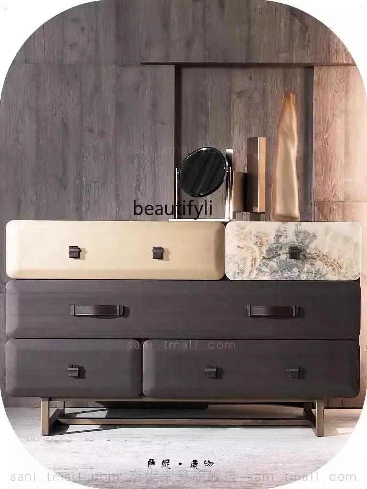 Asmt09 Chest of Drawers Bedroom Creative Storage Chest of Drawer Color Matching Multi-Element Italian Chest of Drawers Large Cap