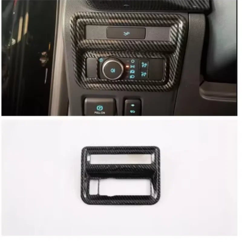 LHD ABS Carbon Fiber Side Console Switch Button Panel Headlight Control CoverTrim For Ford F150 F-150 Raptor 2021 - 2023