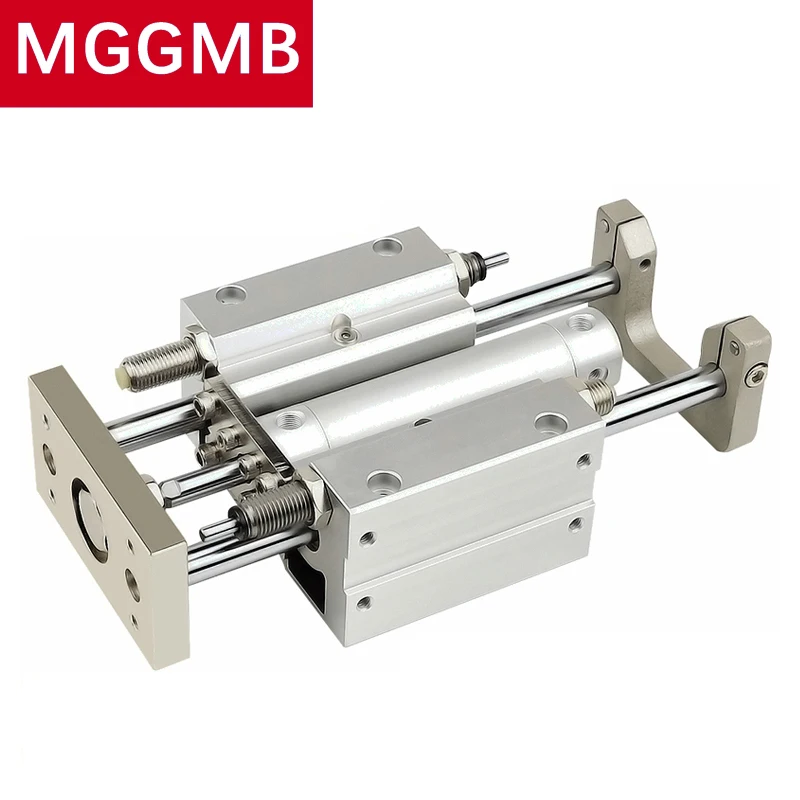 MGGMB Series MGGMB20/25/32/40-75/100/200/1000 Pneumatic Cylinder Three-Axis Three Rod With Guide Rod Stroke Adjustable Cylinder