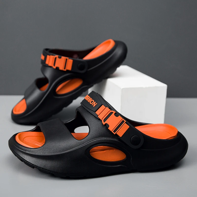 

Пляжные дышащие мужские тапочки на платформе с отверстиями, оригинальная дизайнерская роскошная мужская обувь, дешевая обувь, ликая низкая цена, элегантные шлепанцы