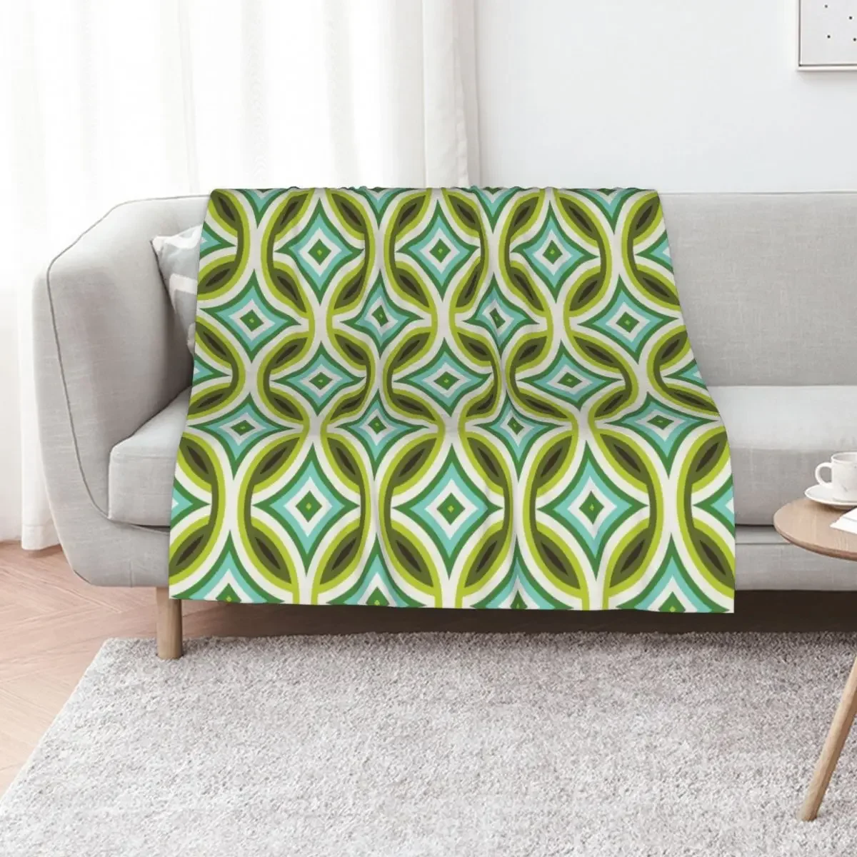 

Green, Turquoise & Brown Circular Geometric Retro Pattern Throw Blanket valentine gift ideas Softest Sofas Blankets