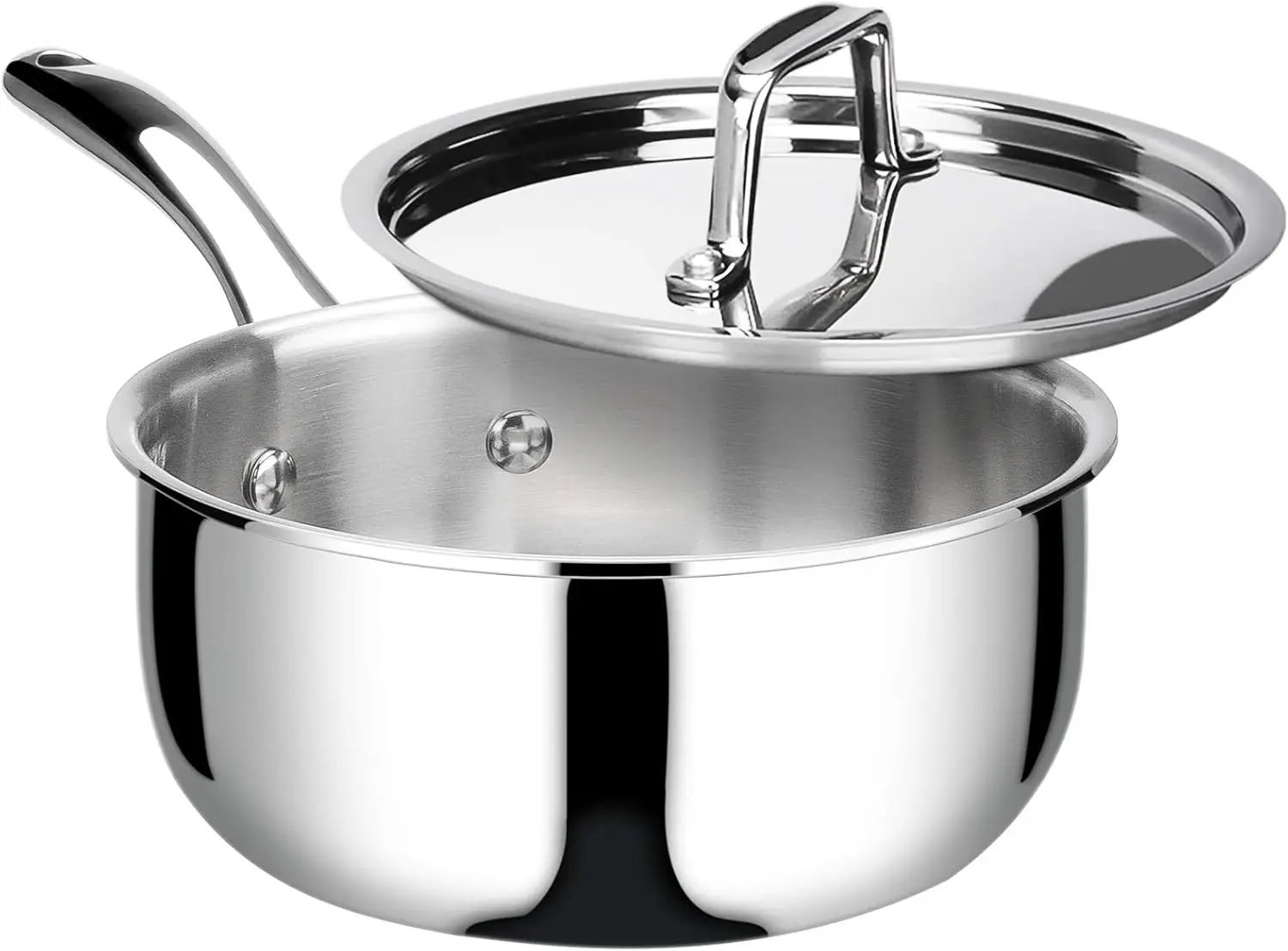 

3 Quart Tri-Ply Stainless Steel Saucepan with Lid, Even Heating for Induction Cooktops