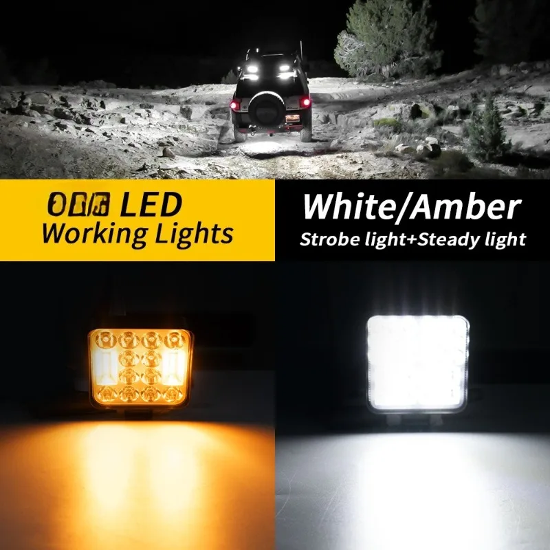 4pcs Car Led Work Light 3 Inch 12W 24pcs Engineering Forklift Lighting Auxiliary Light Motorcycle External Light 6000K