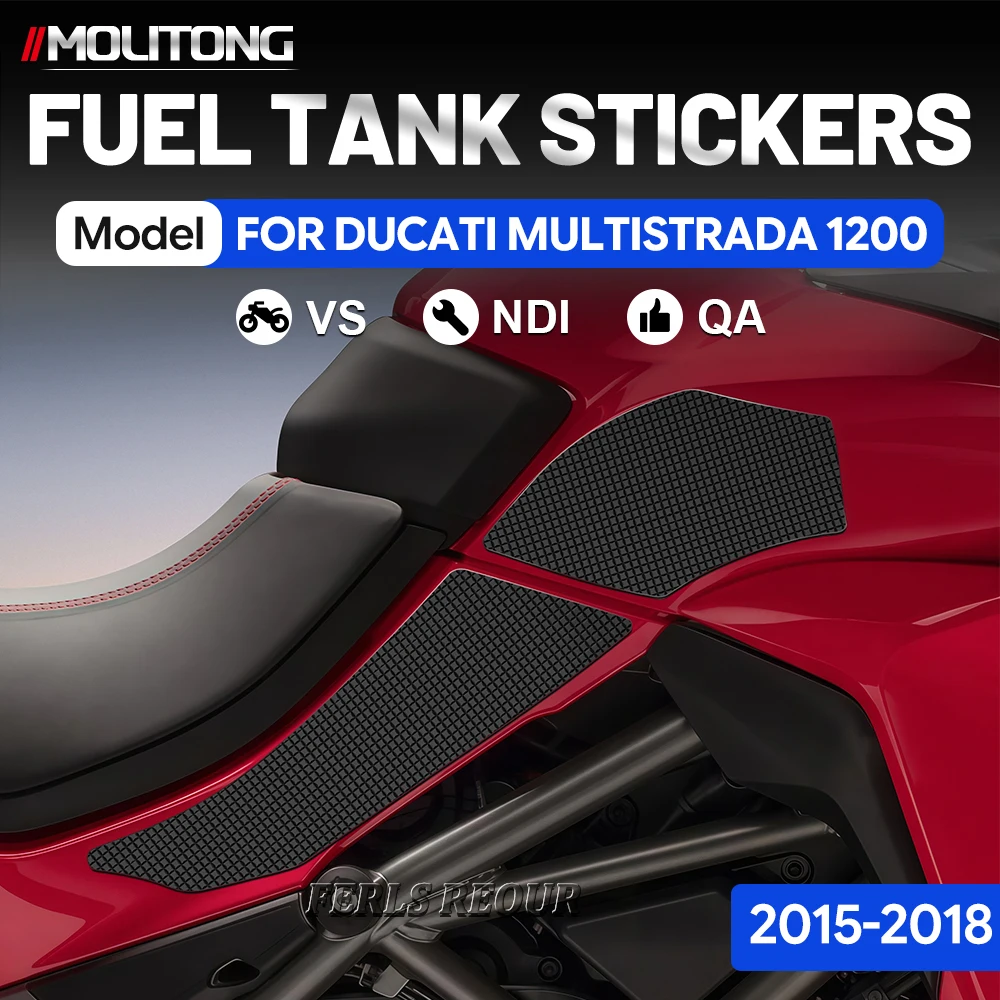 Thick Grid Elastic Weatherproof Rubber Tank Traction Pads For Ducati Multistrada 1200 2015-2018 Rally Style Moto Mod Parts