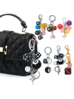 Hip Hop Black Dice Billiard Keychain Y2K Pink Lucky Dice Starburst Pendant Bag Pendant Ldeal Gift For Friends Men's Key Chain