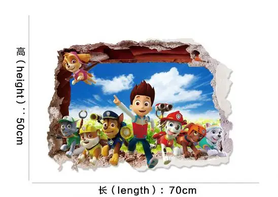 Heiße Paw Patrol Wandaufkleber für Kinder, Jungen, Mädchen, Wohnzimmer, moderne Heimdekoration, Zubehör, PVC, abnehmbares Papier, DIY-Dekoration – Detail 5