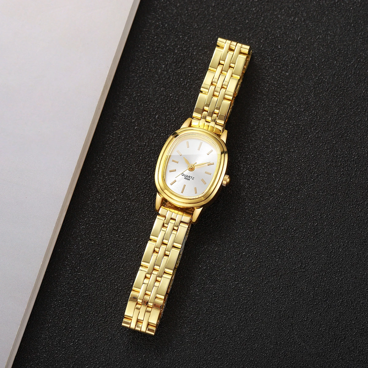 Reloj de pulsera elegante con esfera ovalada para Mujer, Reloj de cuarzo a la moda para Mujer, Reloj de regalo para niñas (sin caja)