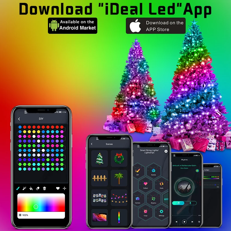 RGB Smart Bluetooth Outdoor LED Fairy Lights Led USB  5V App Control Waterproof Christmas Lights